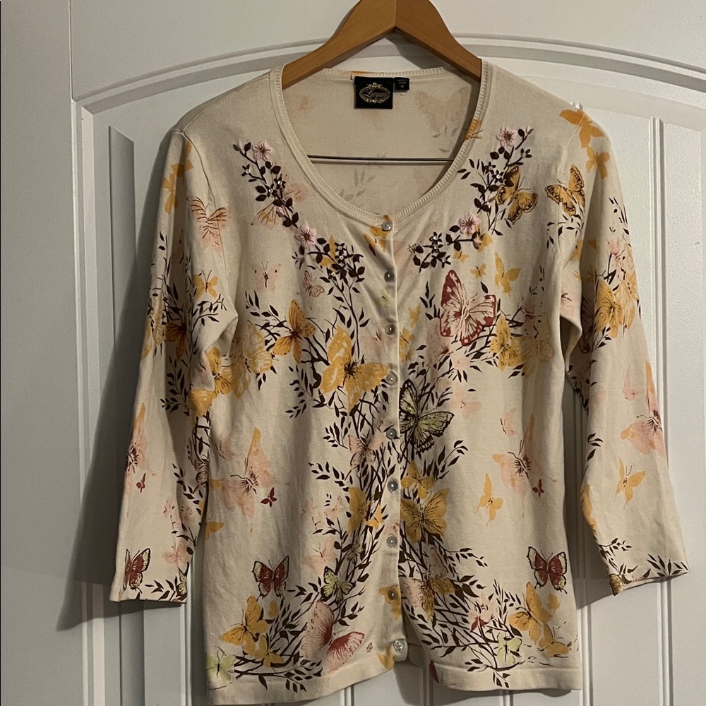 Lacquer Silk Y2K Butterfly Cardigan  Sweater Medium